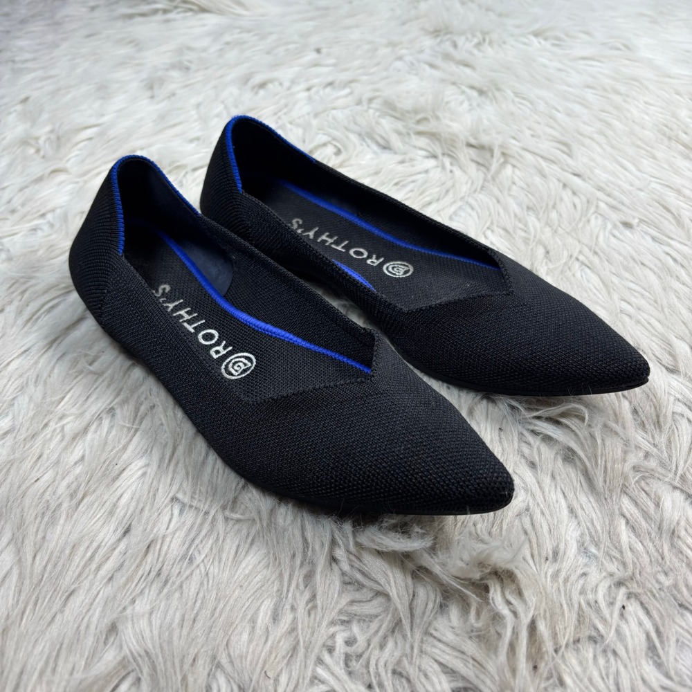 Rothy's Women's 8 Black Pointed Toe Ballet Flats Knit Recycled Classic